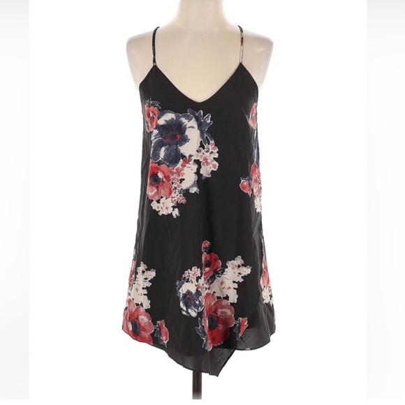 Free People Boho Black Floral Combo Cascades Slip Mini Dress• Small - Picture 2 of 5